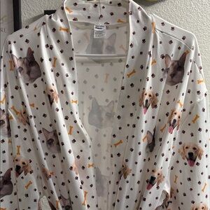 Women's Pet Face Long Robe With Belt.